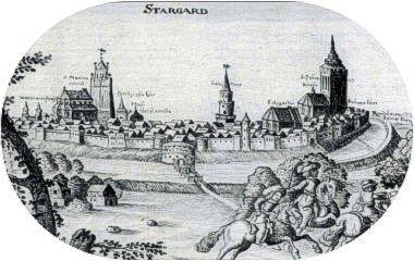 Widok Stargardu Petrusa Rudolphi z 1696 r. / Dawny Stargard - Katalog Wystawy - Muzeum w Stargardzie 2000 